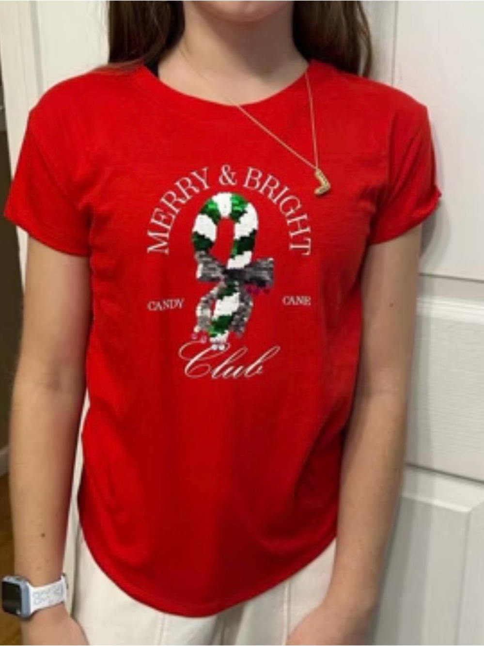 Carter's Red Short-Sleeve 'Merry & Bright' Candy Cane Tee
